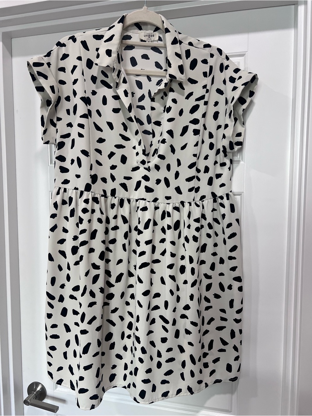 Umgee Black and White Printed Shirt Dress